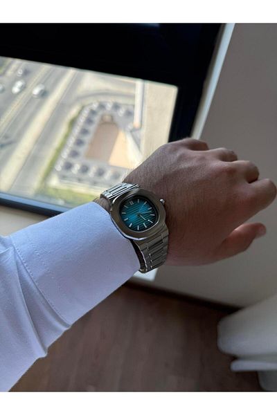 RoseandRoses Postet Pt Model Men's Wristwatch Silver (Blue Dial)