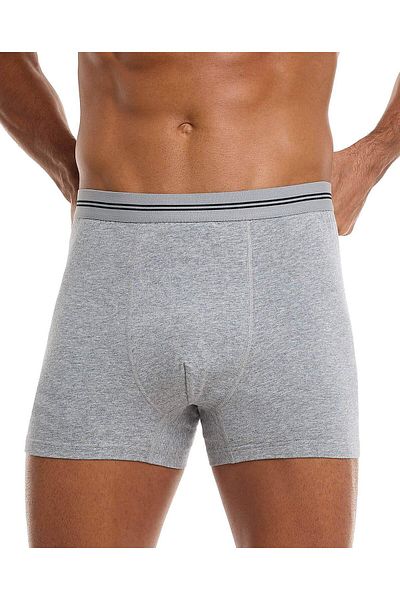 R&B Grey Melange PO3 MENS LONG BOXER-S-XXL