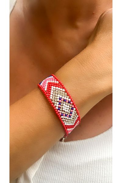 Kutcha Accessories Ethnic Patterned Colorful Beaded Bracelet