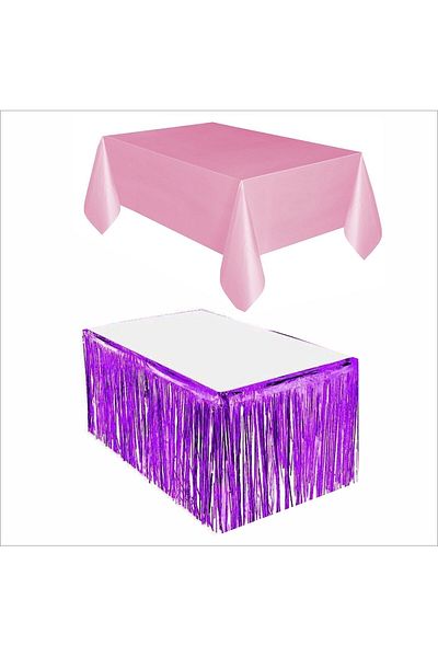 ZENVİVA Pink Tablecloth, Purple Table Skirt, 2 Pcs Purple Backdrops