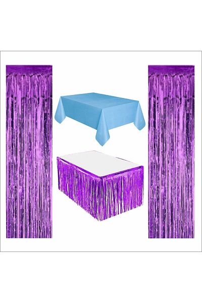 ZENVİVA Blue Tablecloth, Purple Table Skirt, 2Pcs Purple Backdrops