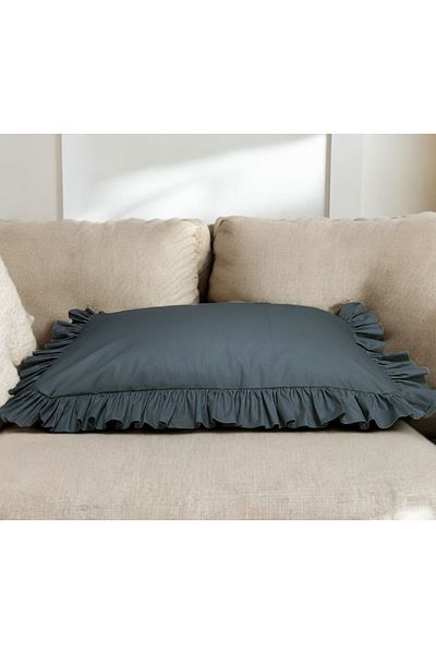 MundoLindo Față de pernă cu volan Single 50x70 cm 1 bucată 100% bumbac natural 18 opțiuni de culoare diferite