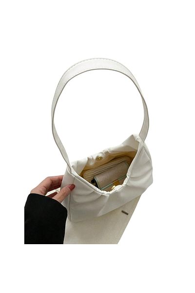 OEM Minimalist Pleated Shoulder Bag - White