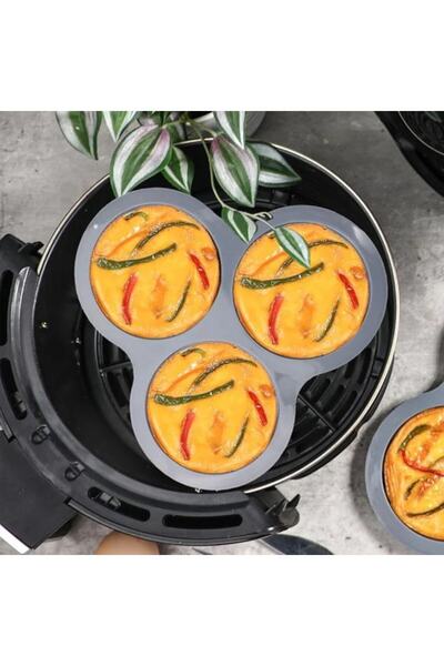 OEM Silicone Baking Mold with 3 Compartments for Air Fryer 22.5x22.5cm Gray