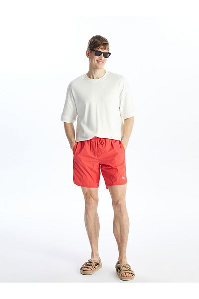 LC Waikiki Red Short Length Printed Men's Swim Shorts