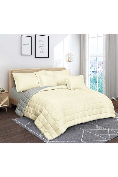 SHEDEA Summer Plain Microfiber Double Bedspread 6 Pieces Quilt Size 250x230 cm