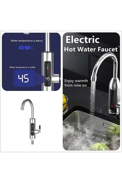 divendi-ro Stainless Steel Electric Tap for Instant Water Heating, Power 3000W, Premium Quality