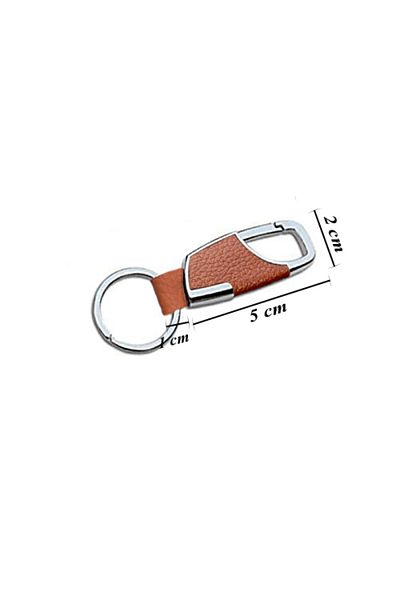 OEM Leather keychain with metal hook, Keychain ring with leather insert, Brown / Silver