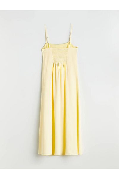 LC Waikiki Lcw Vision Sari Square Neck Linen Blend Dress