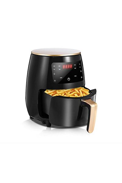 Razo Hot air fryer, , high capacity 2400W, 6L, LCD touch, Timer, 6 programs, Black