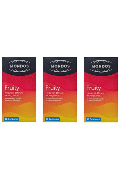 Mondo MONDOS Fruity Condoms, Mixed Flavors, 36 pieces