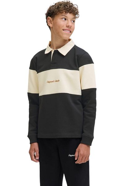 Jack & Jones Bluza JACK & JONES Norrebro Blocking Sweat Polo JNR - 12284371-Negru