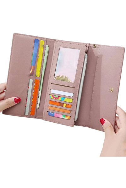 OEM Premium Women's Envelope Wallet, PU leather, spacious with multiple compartments - Pink