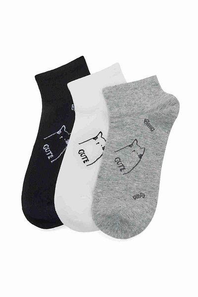 R&B Grey PO3 LADIES ANKLE SOCKS