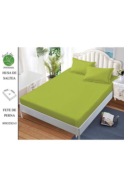 FIONNA.RO Elasticated Duvet Cover and Pillowcases in Finet UNI 180x200cm - Lime Green