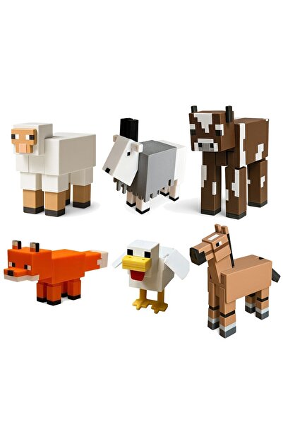 FigürDizayn Minecraft PixelZoo Seti Koyun İnek Keçi Tilki Tavuk At