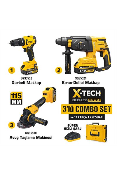 Genel Markalar SGS5450 Akülü Vidalama Matkap - Kırıcı Delici - Avuç Taşlama C...