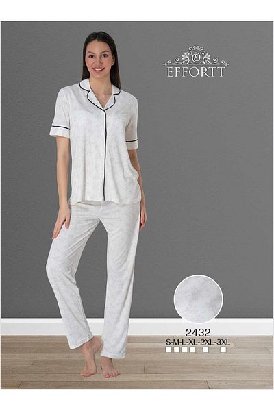 EM&FA TEKSTİL Short Sleeve Button Detailed Pajama Set