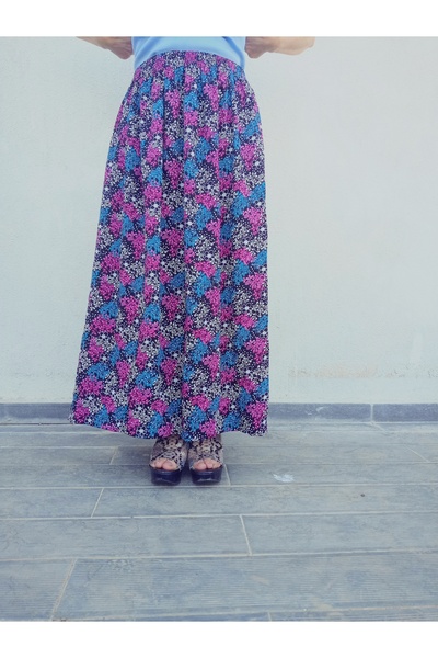 hoaryage Ελαστική μέση, ζωηρόχρωμη, πολύχρωμη, βισκόζη, ύφασμα μάξι φούστα μεγέθους 36-50