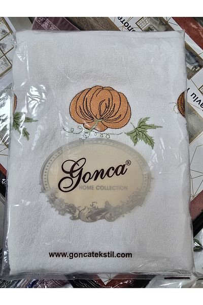 GONCA Lamazihome Pumpkin Embroidery Embroidered Patterned Hand and Face Cotton Towel