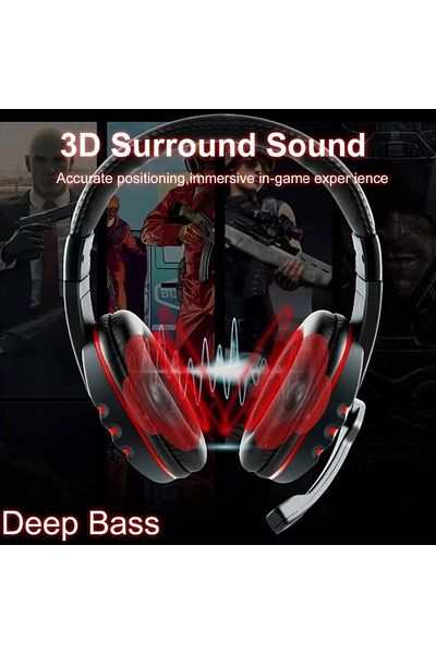 divendi-ro Gaming Battle Royale Headset with 3D Surround Sound, Microphone and Deep Bass
