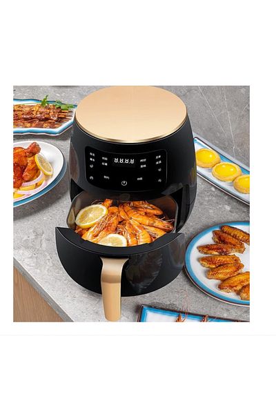 Razo Hot air fryer, , high capacity 2400W, 6L, LCD touch, Timer, 6 programs, Black