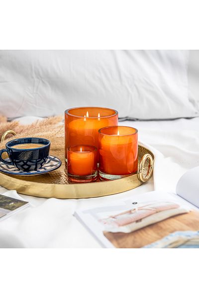 Sense Glass Jar Candle Orange And Conifer Fragrance - 12*12 cm