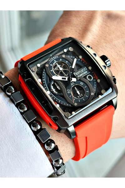 Ferrucci Original Design Watch with Functional Silicone Cord Men's Wristwatch Bracelet Gift