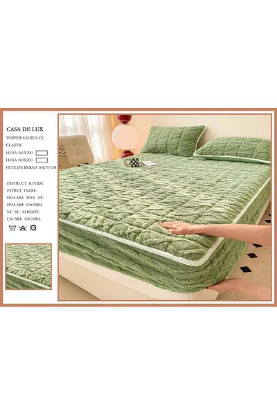 FIONNA.RO Thick Bed Cover Type Topper 160x200cm - Pistachio Green