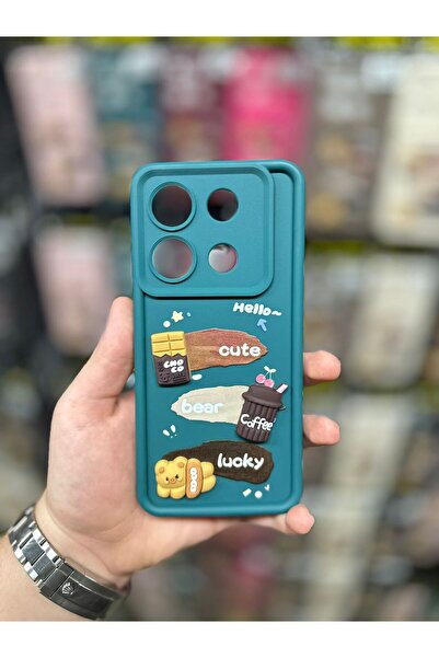 yuscerham Infinix Note 30 Uyumlu Sevimli Ayıcık ve Kahve Desenli Kabartmalı K...