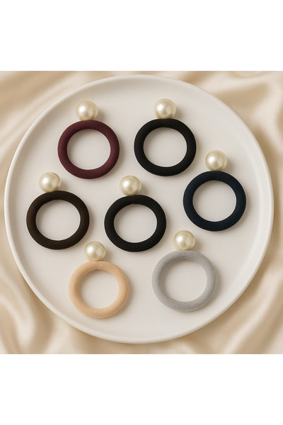 Monalisa Kadın İncili Lastik Toka 6 Adet