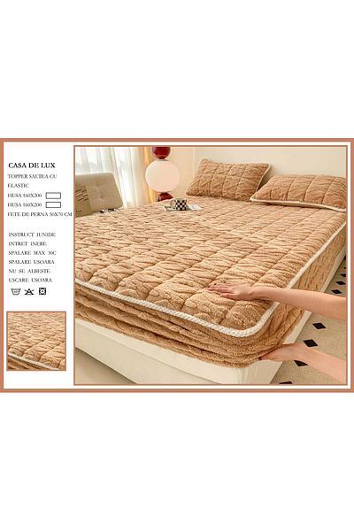 FIONNA.RO Thick Bed Cover Topper 160x200cm - Beige