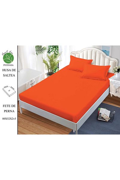 FIONNA.RO Elasticated Duvet Cover and Pillowcases in Finet UNI 180x200cm - Orange