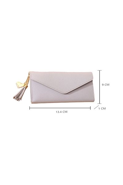 OEM Long Leather Wallet for Women, Gray