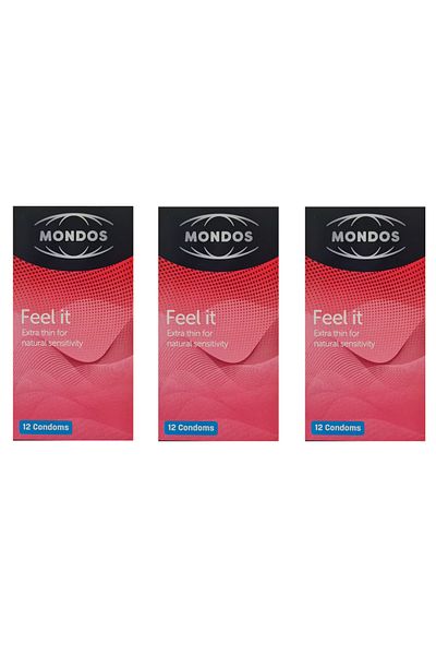 Mondo Mondos Feel It Condoms, Extra Thin, Sensitivity, 36 pieces