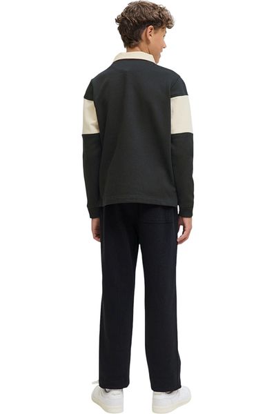 Jack & Jones Bluza JACK & JONES Norrebro Blocking Sweat Polo JNR - 12284371-Negru