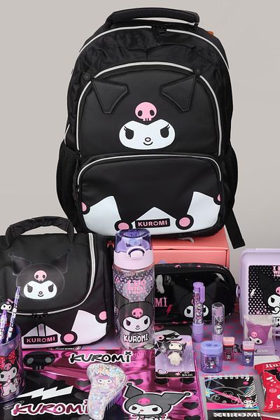 kuromi New Season Licensed Leather School with Dekomus, Premium Leather Nutrition and Pen Bag with Thermos