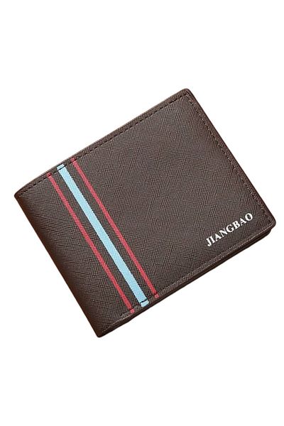OEM Minimalist men's bifold wallet made of striped PU leather - Brown