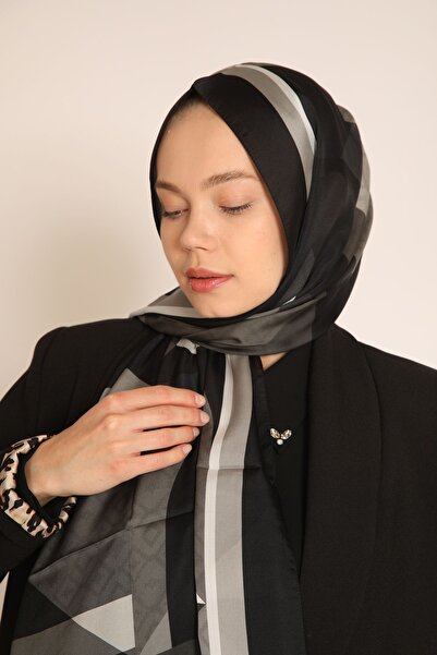 BERCHEM SCARF Kel Double Sided Soft Tone Geometric Pattern Silk Shawl