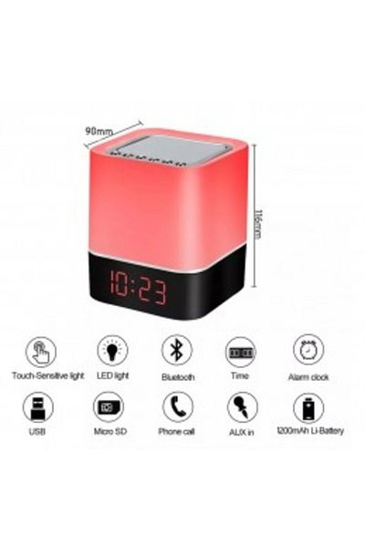 OEM Bluetooth Speaker with Digital Clock, Alarm, and Ambient Lights