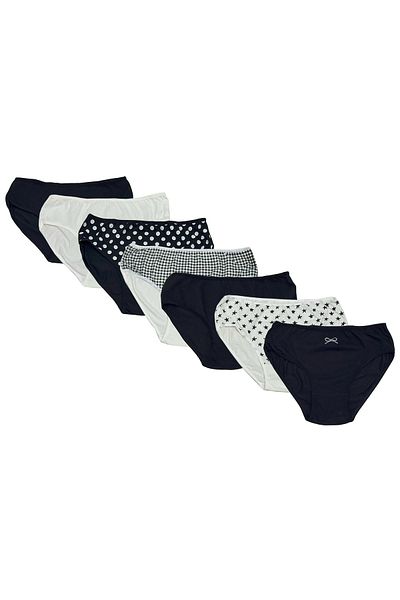 MUK's Beauty Tools Women's 7-Piece Bato Bikini Slip Panties 95% Cotton 5% Elastane (Colors, Patterns May Vary.)