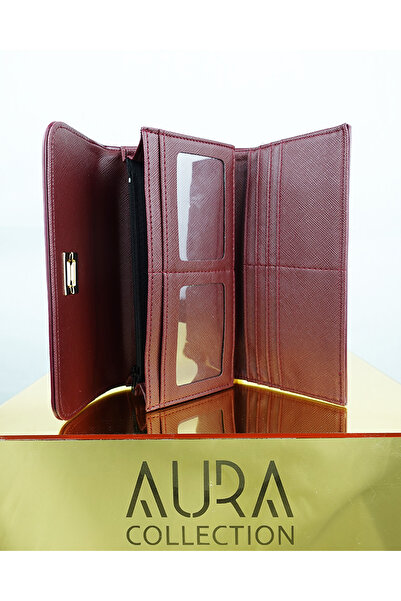 Aura Collection Online Merry Multi-Eye Faux Leather Wallet - Claret Red