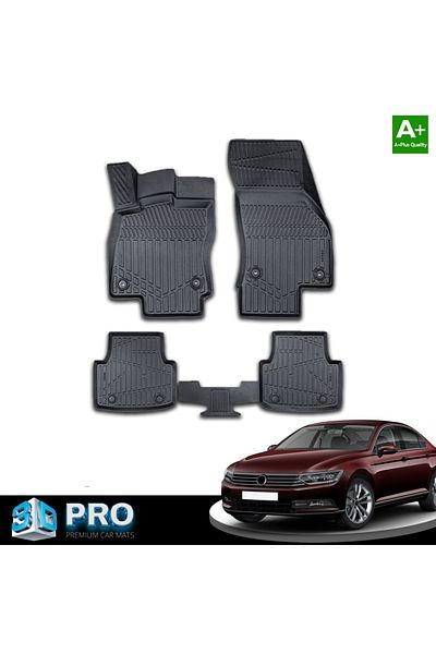 DELUXETUNING Set covorase auto cauciuc VW PASSAT B8 2014-2022, forma tavita 3D