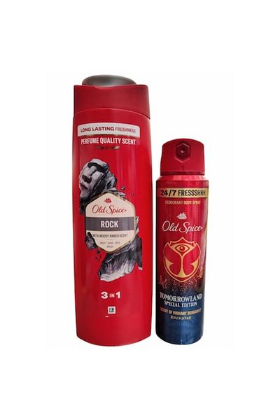 Old Spice Gel de dus Old Spice Rock, Barbati, 400 ml + Deodorant Spray Old Spice Rockstar Men 150ml