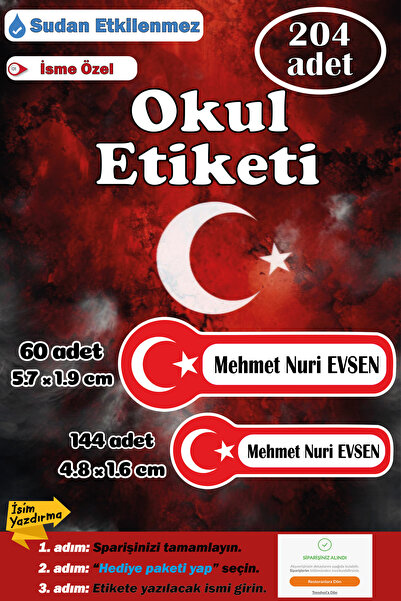 GSticker İsme Özel Okul Etiketi Isimli Etiket Kalem Defter Etiketi Kız Erkek ...