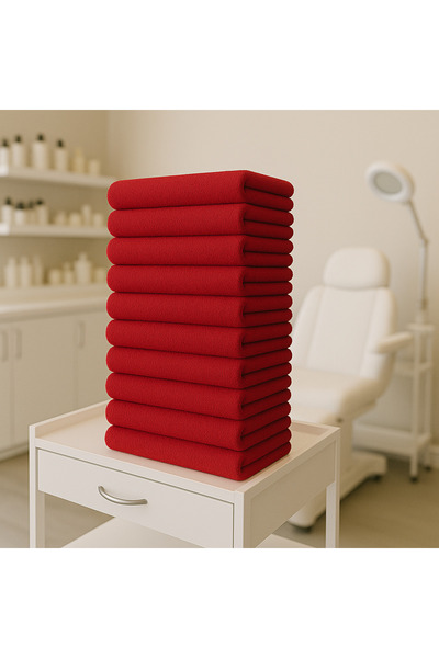 KAYABEY HOME 12'li Profesyonel Berber & Kuaför Havlu Seti – 50x90 cm %100 Pamuk