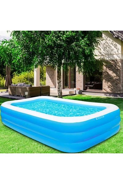 EDAR Rectangular Inflatable Pool, For Kids or Adults, 305 x 182 x 56 cm, Large Model, For Outdoors,