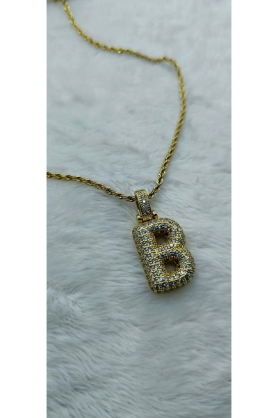 Feroniagold B HARFLİ TAŞLI KOLYE