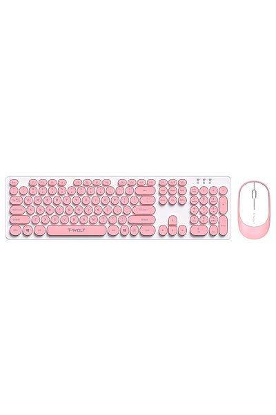 divendi-ro Wireless Keyboard and Mouse Kit, Universal, Pink-Alb