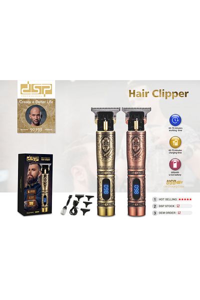 DSP 90393 Shaver - USB Charging, Sharp Blades, Digital Display